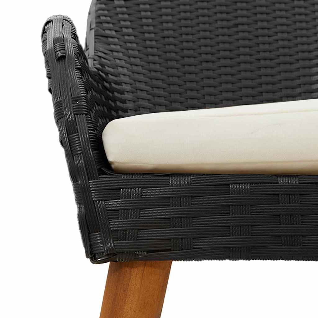 vidaXL Garden Dining Set with Cushions 3 pcs Black Poly Rattan