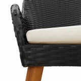 vidaXL Garden Dining Set with Cushions 3 pcs Black Poly Rattan