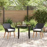 vidaXL Garden Dining Set with Cushions 3 pcs Black Poly Rattan