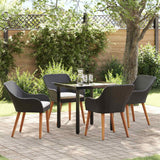 vidaXL Garden Dining Set with Cushions 3 pcs Black Poly Rattan