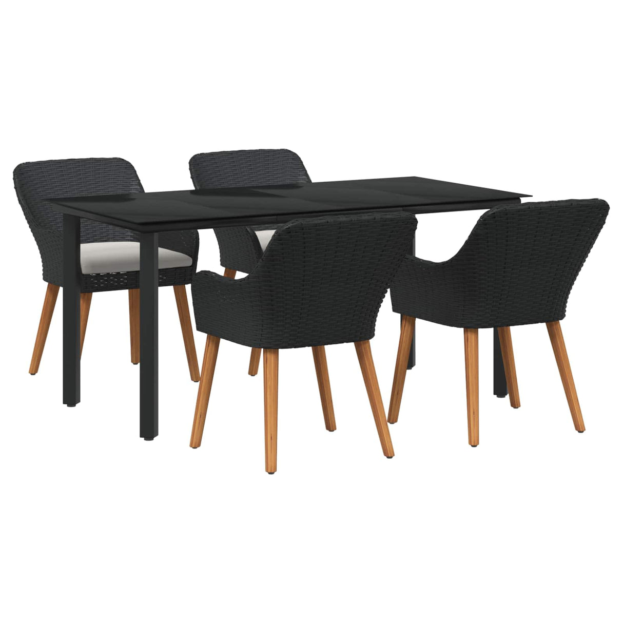 vidaXL Garden Dining Set with Cushions 3 pcs Black Poly Rattan