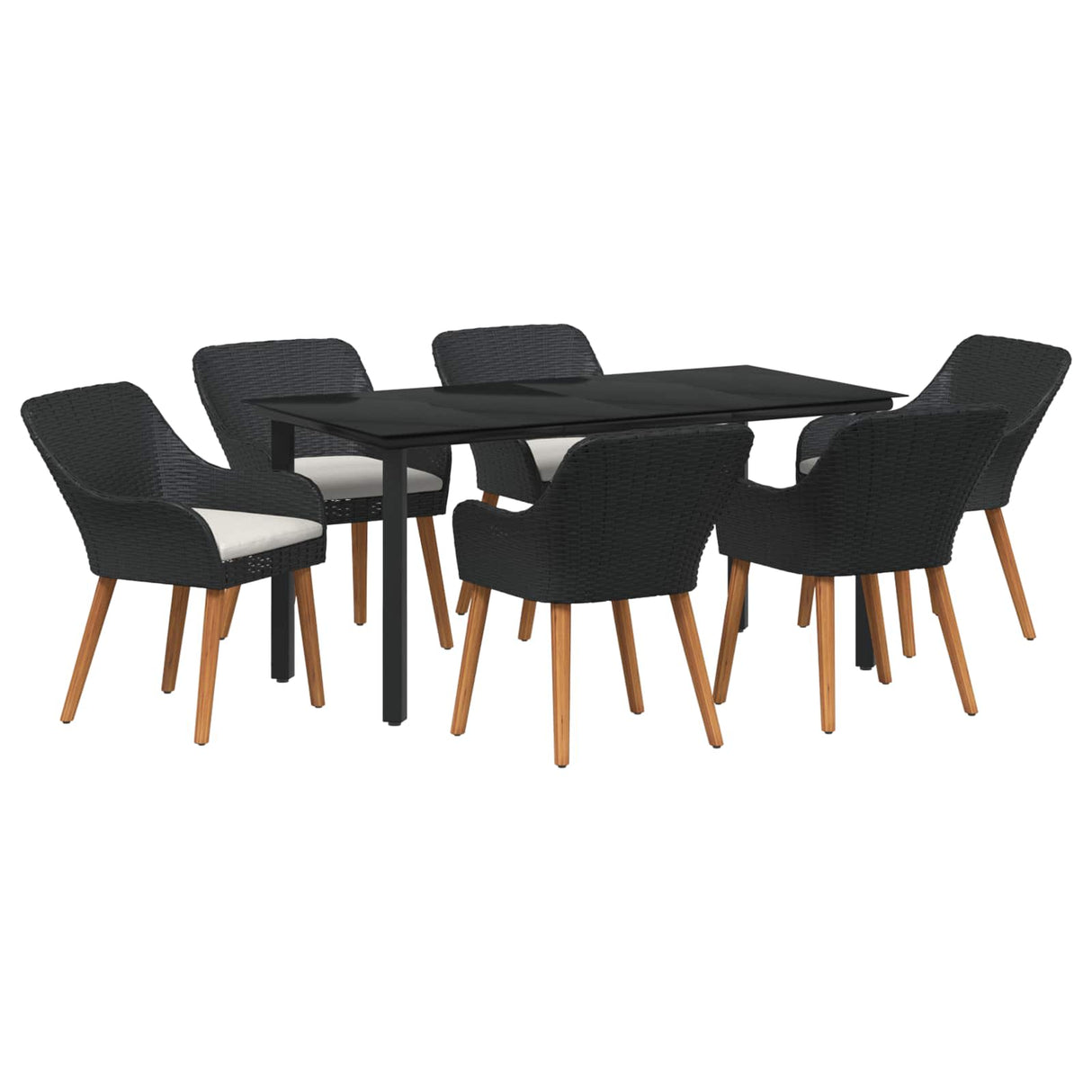 vidaXL Garden Dining Set with Cushions 3 pcs Black Poly Rattan