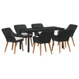 vidaXL Garden Dining Set with Cushions 3 pcs Black Poly Rattan
