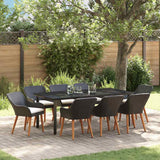 vidaXL Garden Dining Set with Cushions 3 pcs Black Poly Rattan