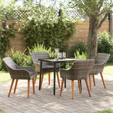 vidaXL Tuin Eettafel Set met kussen 3 pcs Zwart poly rattan