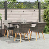 vidaXL Tuin Eettafel Set met kussen 3 pcs Zwart poly rattan
