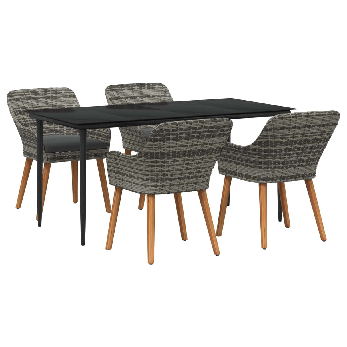 vidaXL Tuin Eettafel Set met kussen 3 pcs Zwart poly rattan