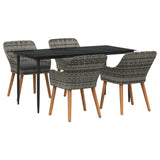 vidaXL Tuin Eettafel Set met kussen 3 pcs Zwart poly rattan