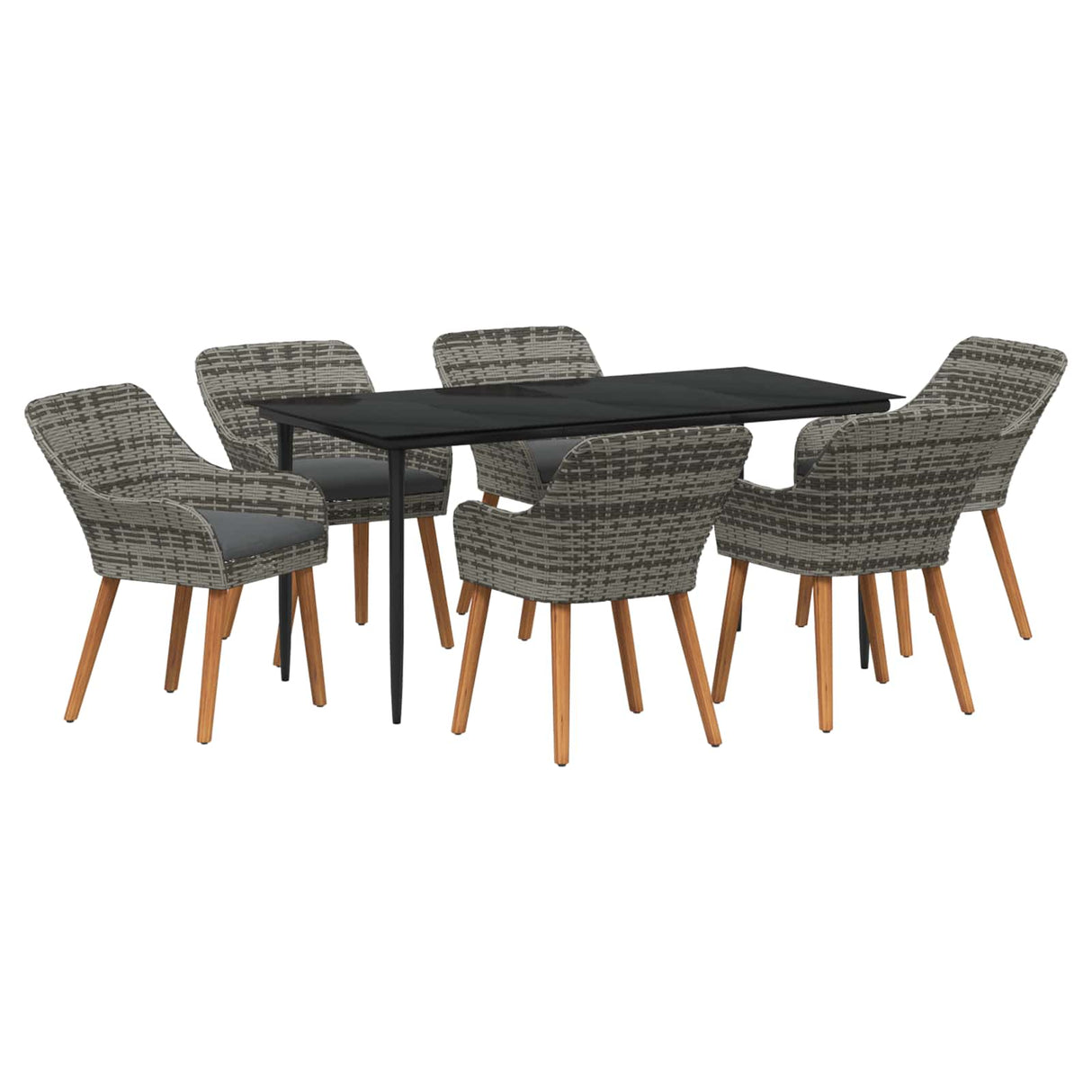 vidaXL Tuin Eettafel Set met kussen 3 pcs Zwart poly rattan