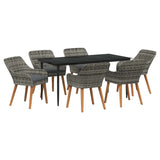 vidaXL Tuin Eettafel Set met kussen 3 pcs Zwart poly rattan