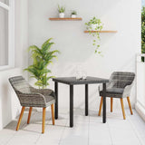 vidaXL Garden Dining Set with Cushions 3 pcs Black Poly Rattan