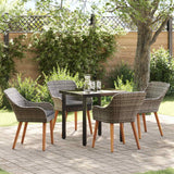 vidaXL Garden Dining Set with Cushions 3 pcs Black Poly Rattan