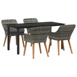 vidaXL Garden Dining Set with Cushions 3 pcs Black Poly Rattan