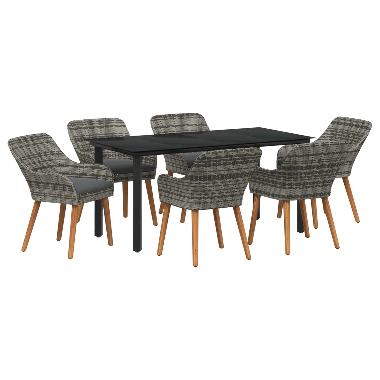 vidaXL Garden Dining Set with Cushions 3 pcs Black Poly Rattan