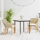 vidaXL Tuin Eettafel Set met kussen 3 pcs Zwart poly rattan