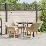vidaXL Tuin Eettafel Set met kussen 3 pcs Zwart poly rattan