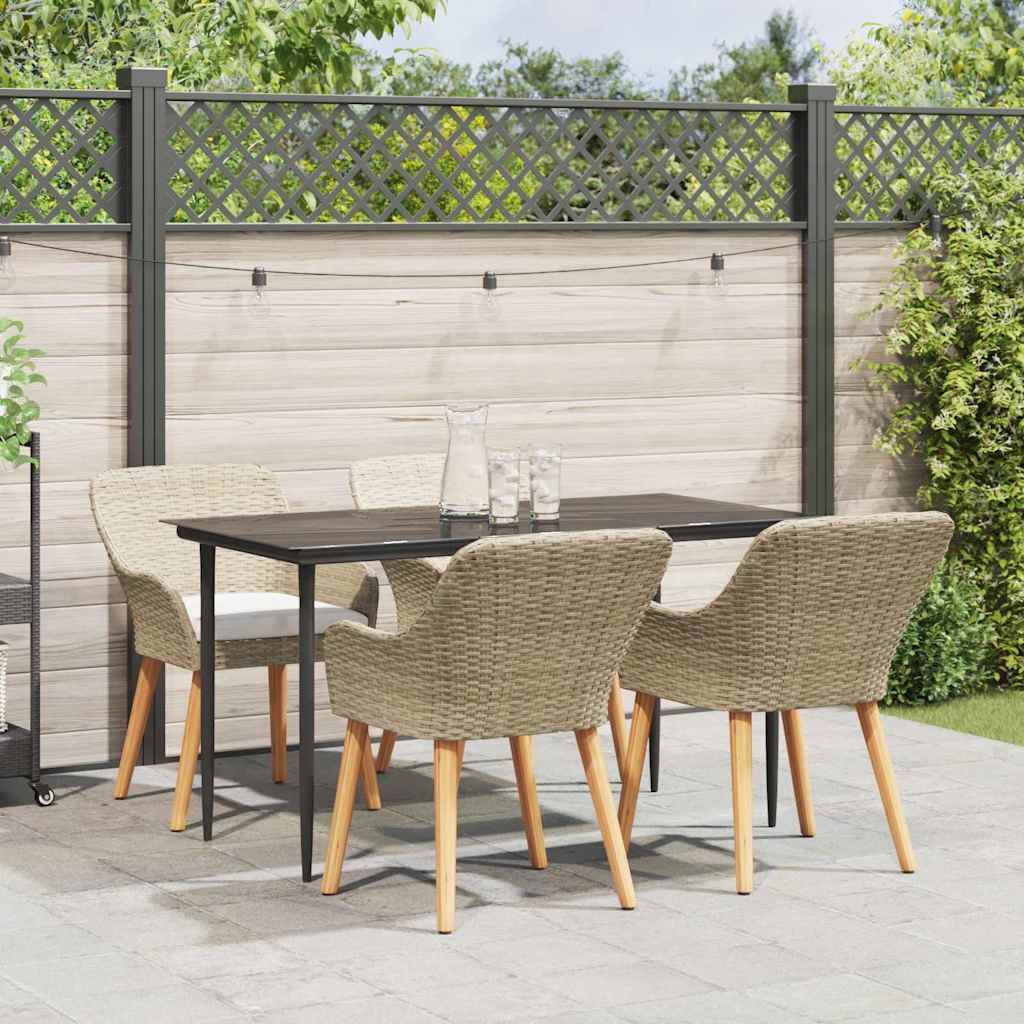 vidaXL Tuin Eettafel Set met kussen 3 pcs Zwart poly rattan