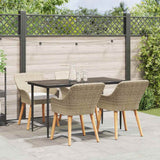 vidaXL Tuin Eettafel Set met kussen 3 pcs Zwart poly rattan