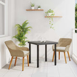 vidaXL Garden Dining Set with Cushions 3 pcs Black Poly Rattan