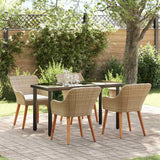 vidaXL Garden Dining Set with Cushions 3 pcs Black Poly Rattan