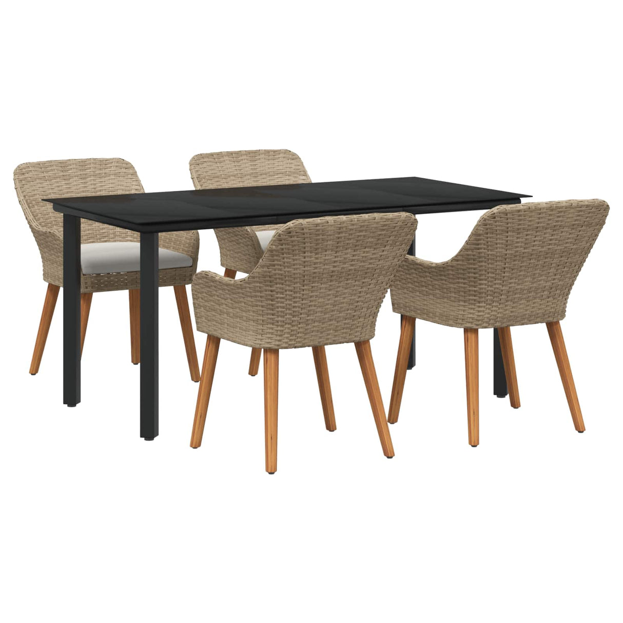 vidaXL Garden Dining Set with Cushions 3 pcs Black Poly Rattan