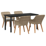 vidaXL Garden Dining Set with Cushions 3 pcs Black Poly Rattan