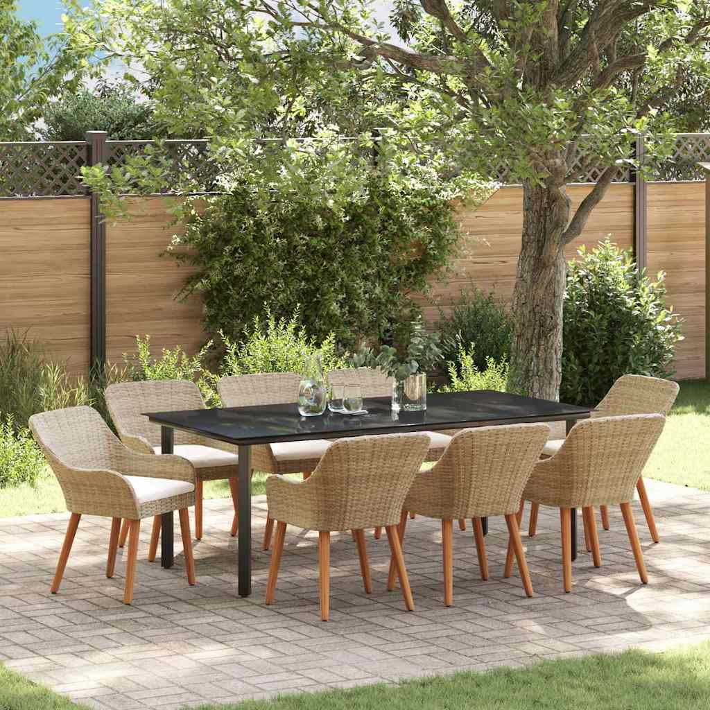 vidaXL Garden Dining Set with Cushions 3 pcs Black Poly Rattan