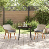 vidaXL Tuin Eettafel Set met kussen 3 pcs Lichtgrijs poly rattan