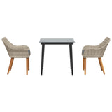 vidaXL Tuin Eettafel Set met kussen 3 pcs Lichtgrijs poly rattan