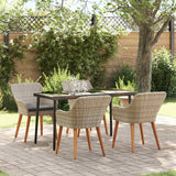 vidaXL Tuin Eettafel Set met kussen 3 pcs Lichtgrijs poly rattan