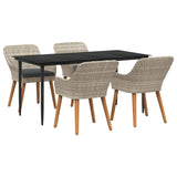 vidaXL Tuin Eettafel Set met kussen 3 pcs Lichtgrijs poly rattan