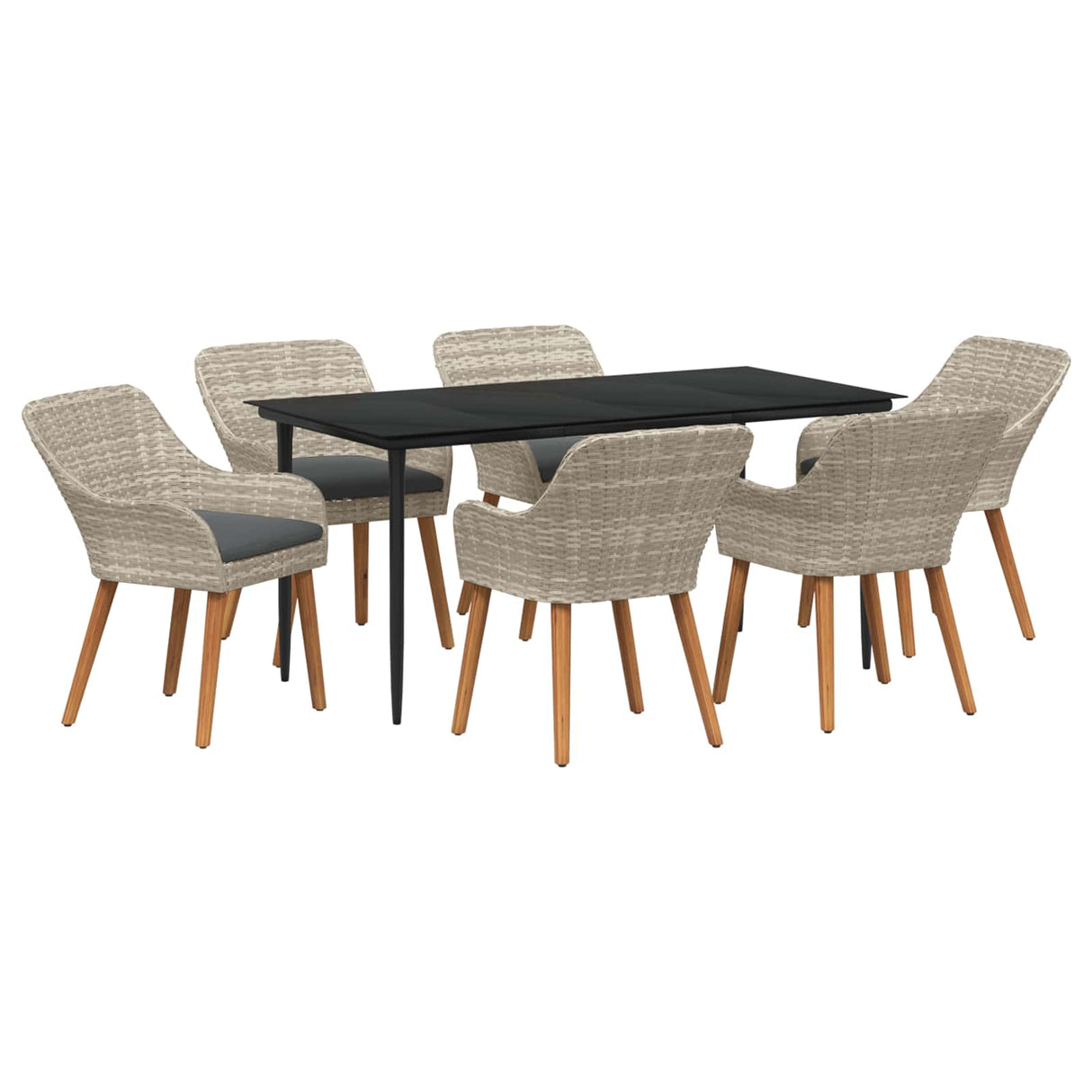 vidaXL Tuin Eettafel Set met kussen 3 pcs Lichtgrijs poly rattan
