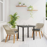 vidaXL Tuin Eettafel Set met kussen 3 pcs Lichtgrijs poly rattan