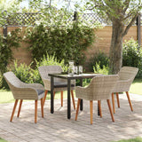 vidaXL Tuin Eettafel Set met kussen 3 pcs Lichtgrijs poly rattan