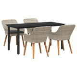 vidaXL Tuin Eettafel Set met kussen 3 pcs Lichtgrijs poly rattan