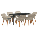 vidaXL Tuin Eettafel Set met kussen 3 pcs Lichtgrijs poly rattan