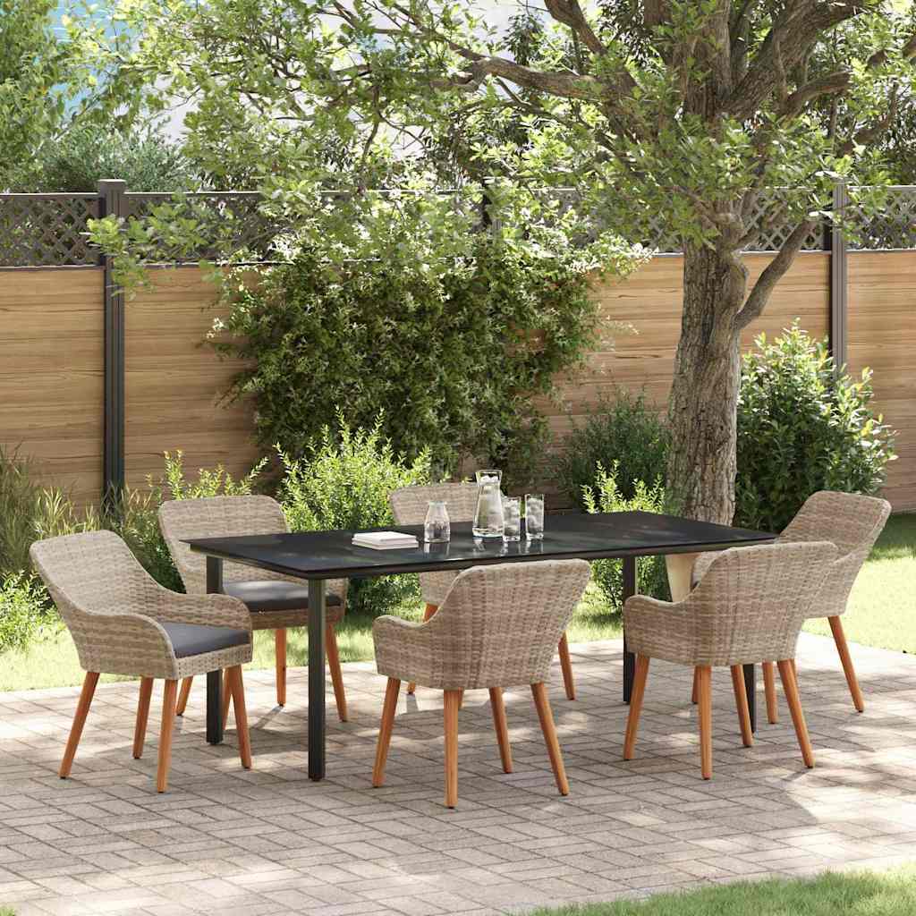 vidaXL Tuin Eettafel Set met kussen 3 pcs Lichtgrijs poly rattan