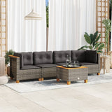 vidaXL 5-delige Loungeset met kussens poly rattan zwart