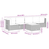 vidaXL 5-delige Loungeset met kussens poly rattan zwart