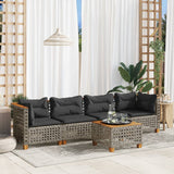 vidaXL 5-delige Loungeset met kussens poly rattan zwart