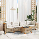 vidaXL 5-delige Loungeset met kussens poly rattan zwart