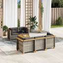 vidaXL 6-delige Loungeset met kussens poly rattan zwart