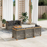 vidaXL 6-delige Loungeset met kussens poly rattan zwart