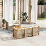 vidaXL 6-delige Loungeset met kussens poly rattan zwart