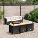 vidaXL 7-Piece Lounge Set with Cushions Poly Rattan Black
