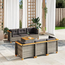vidaXL 7-Piece Lounge Set with Cushions Poly Rattan Black