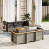 vidaXL 7-Piece Lounge Set with Cushions Poly Rattan Black
