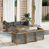 vidaXL 7-Piece Lounge Set with Cushions Poly Rattan Black