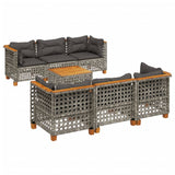 vidaXL 7-Piece Lounge Set with Cushions Poly Rattan Black