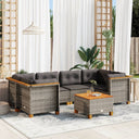 vidaXL 7-delige Loungeset met kussens poly rattan zwart